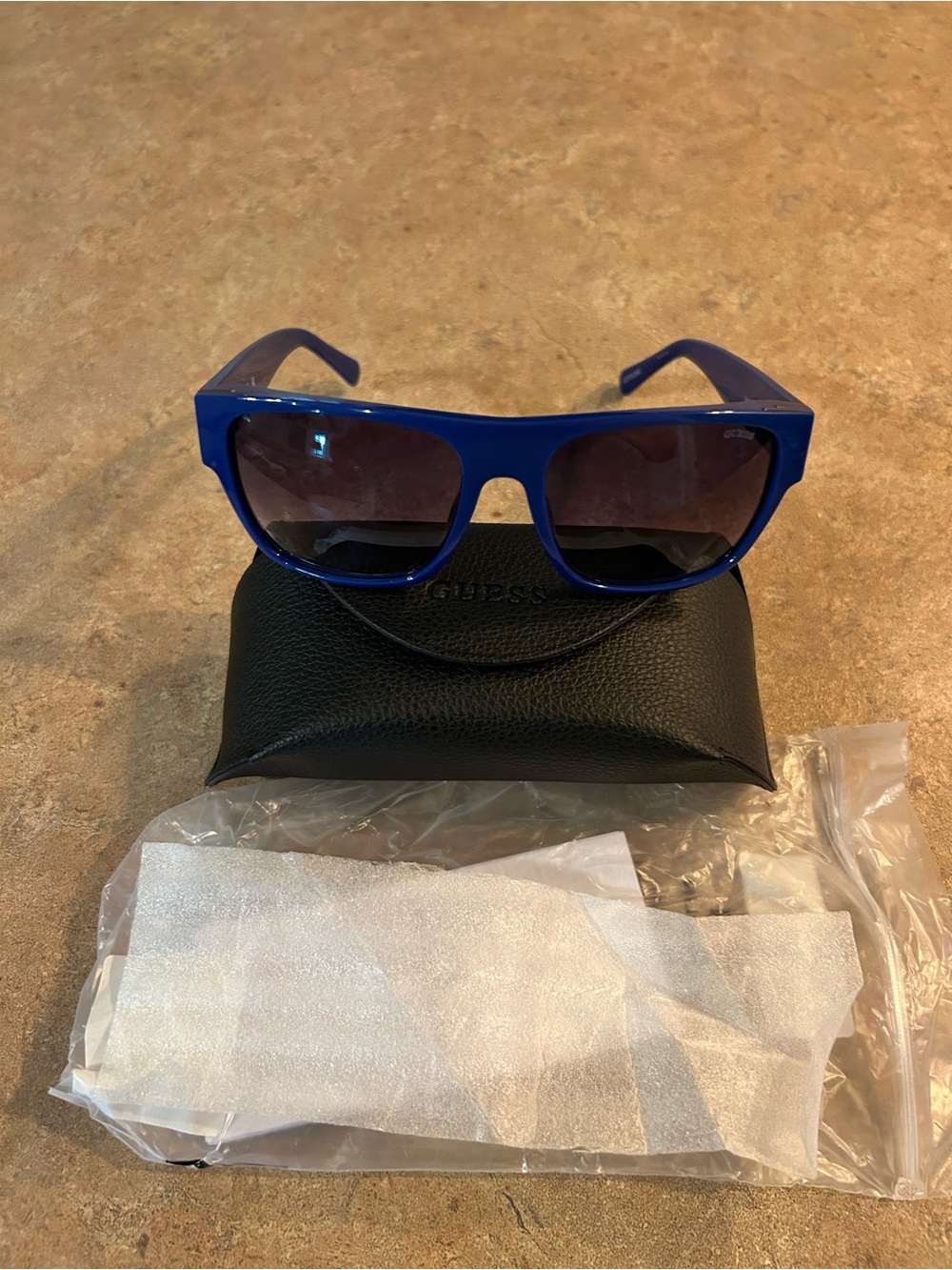 Guess Royal Blue Oversized Sunglasses with case and cloth